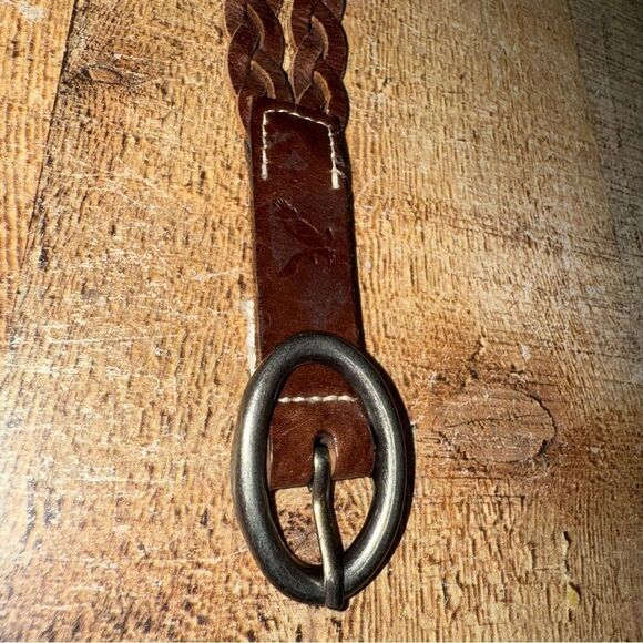 American eagle AE leather brown leather double braid belt size M - Picture 3 of 9